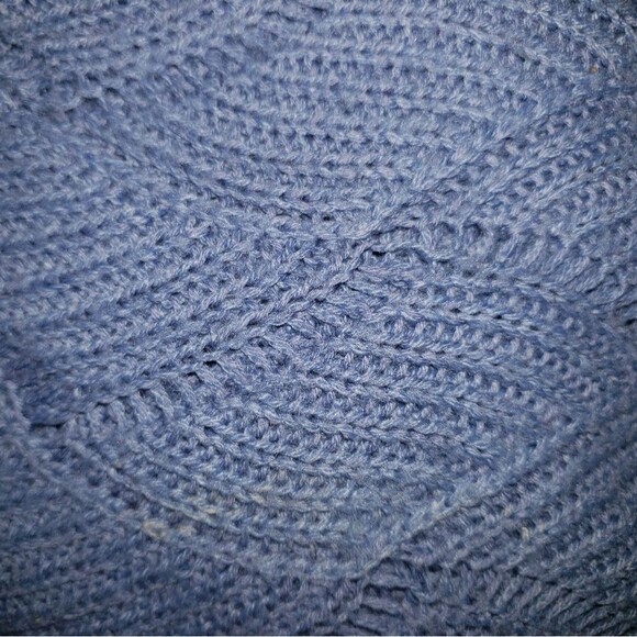 Laura Scott Pointelle Knit Sweater – Heather Blue, Size Small Scalloped Crew - Picture 4 of 7